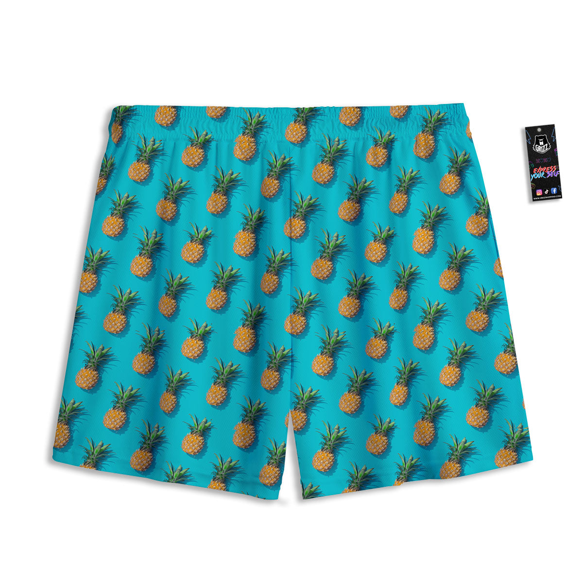 Pineapple Blue Print Pattern Mesh Shorts-grizzshop
