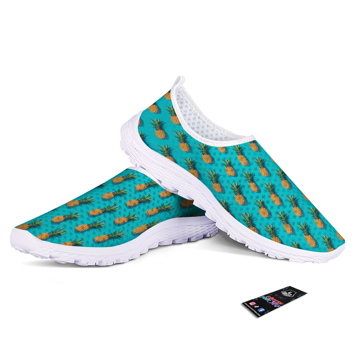 Pineapple Blue Print Pattern Nurse Shoes-grizzshop