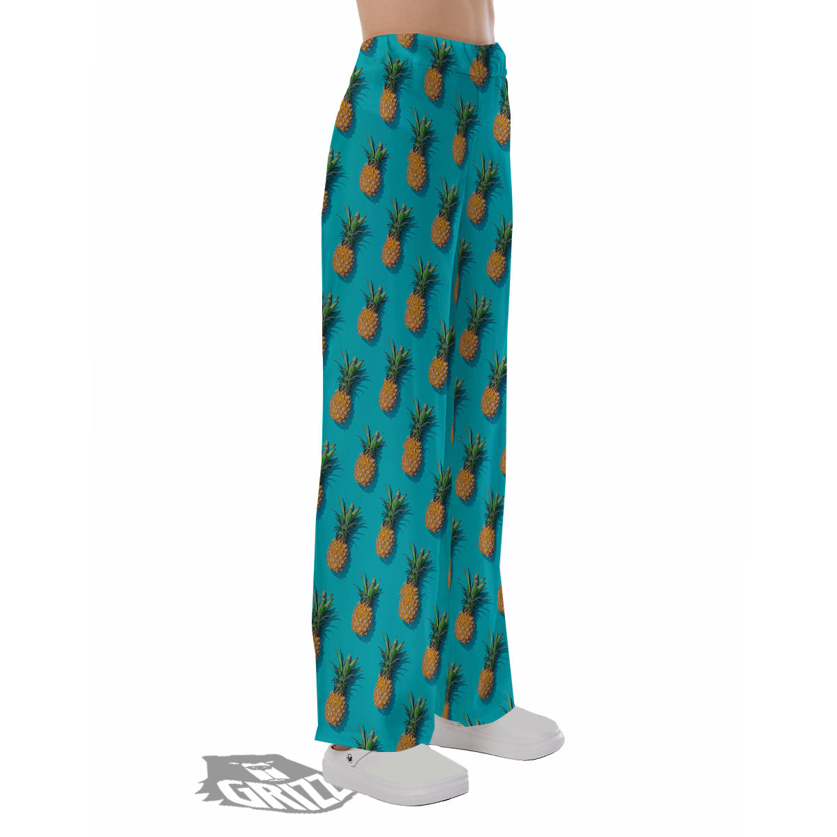 Pineapple Blue Print Pattern Pajama Pants-grizzshop