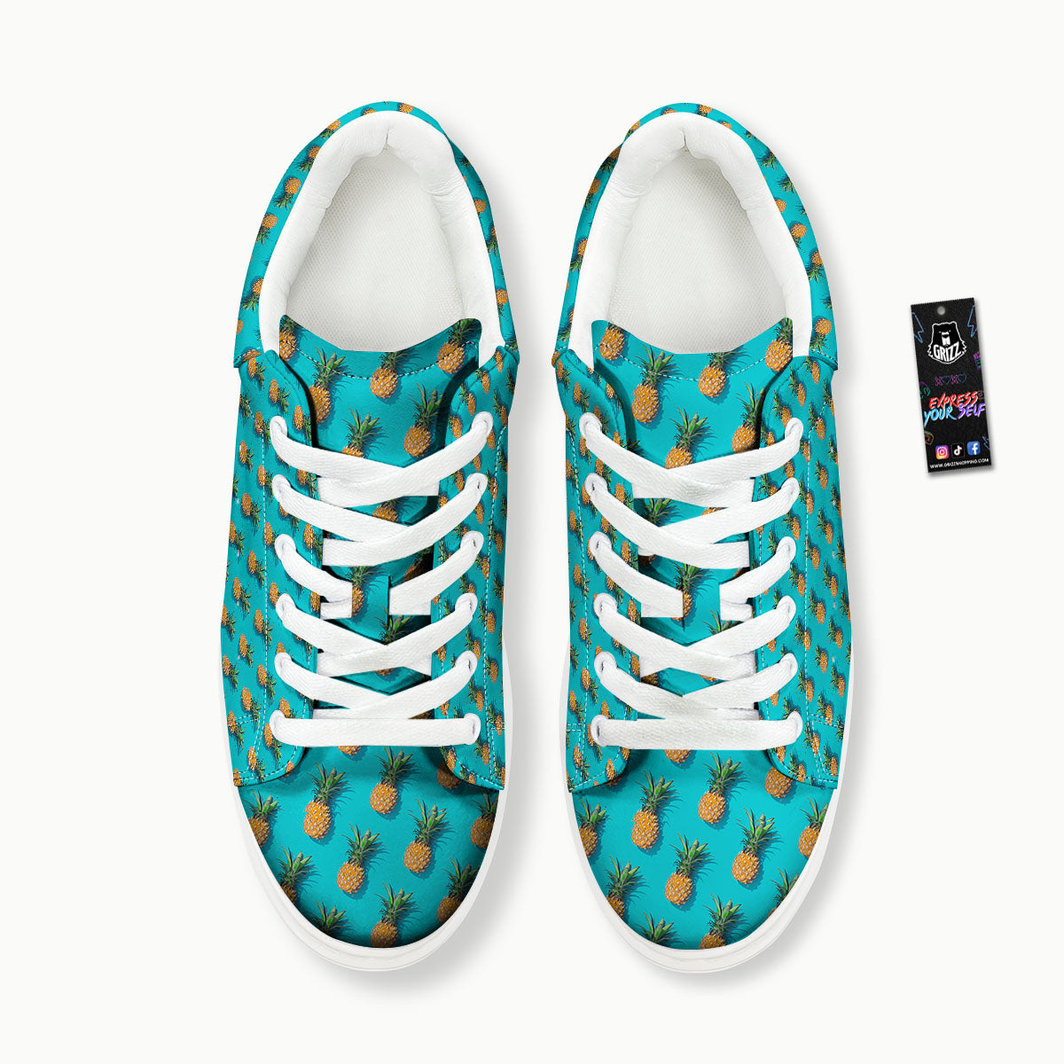 Pineapple Blue Print Pattern Platform Shoes-grizzshop