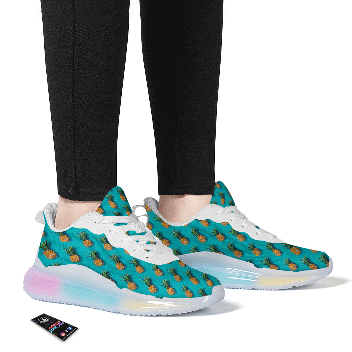 Pineapple Blue Print Pattern Running Sneakers-grizzshop