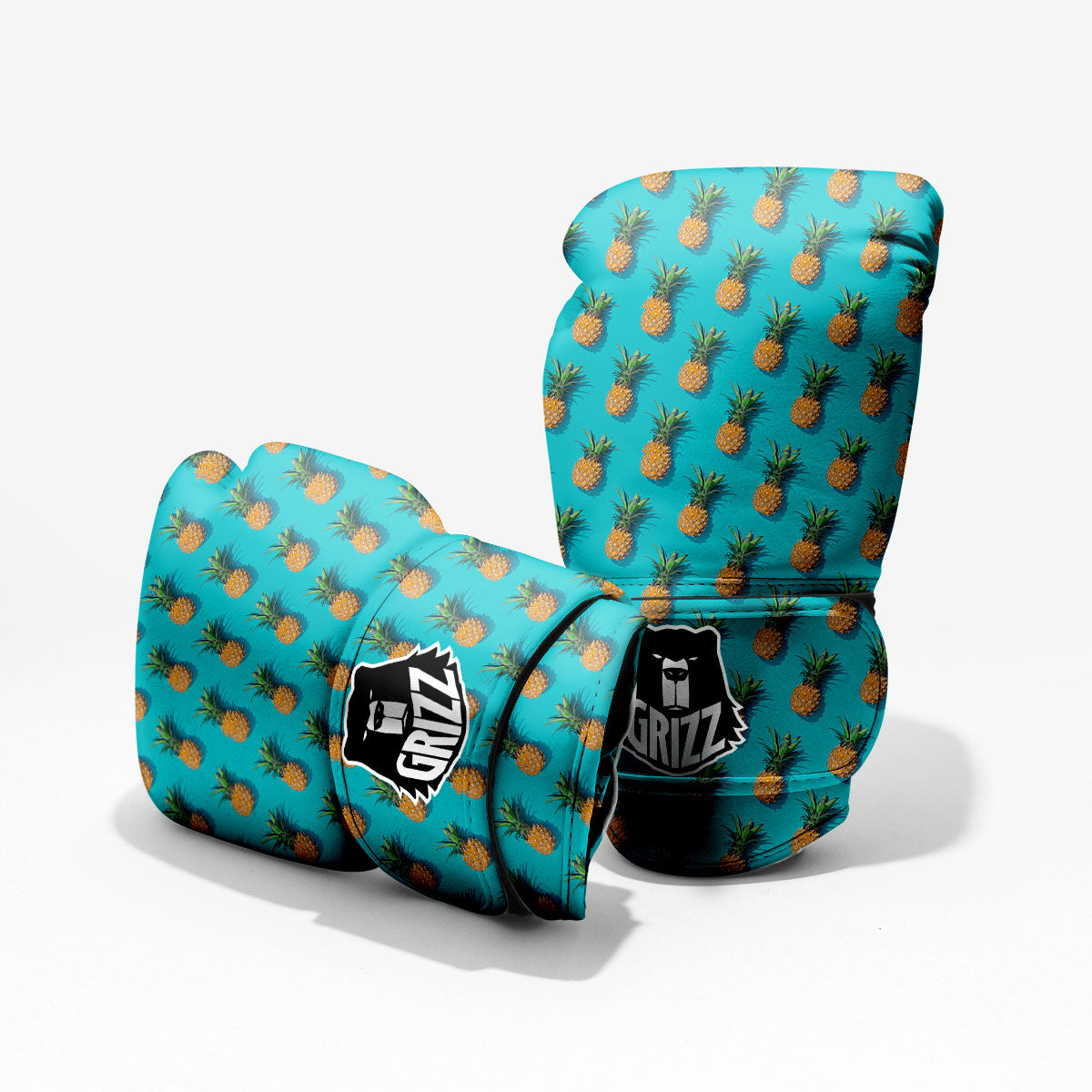 Pineapple Blue Print Pattern Sparring Gloves-grizzshop