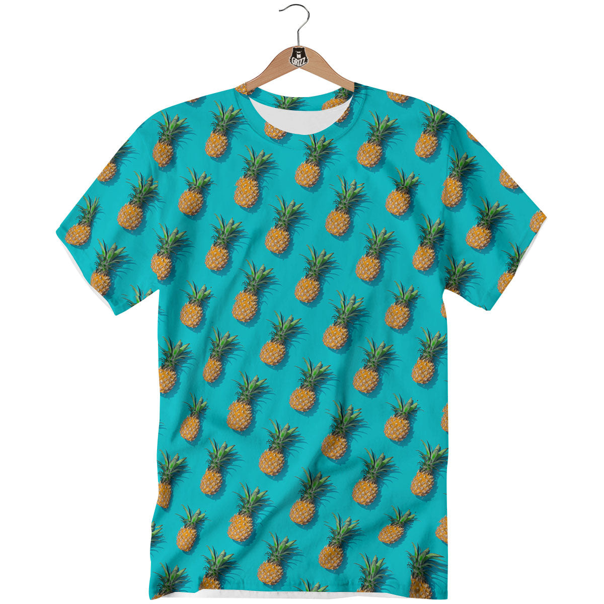 Pineapple Blue Print Pattern T-Shirt-grizzshop