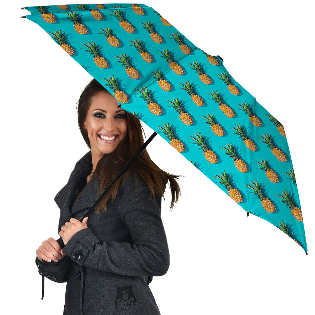 Pineapple Blue Print Pattern Umbrella-grizzshop