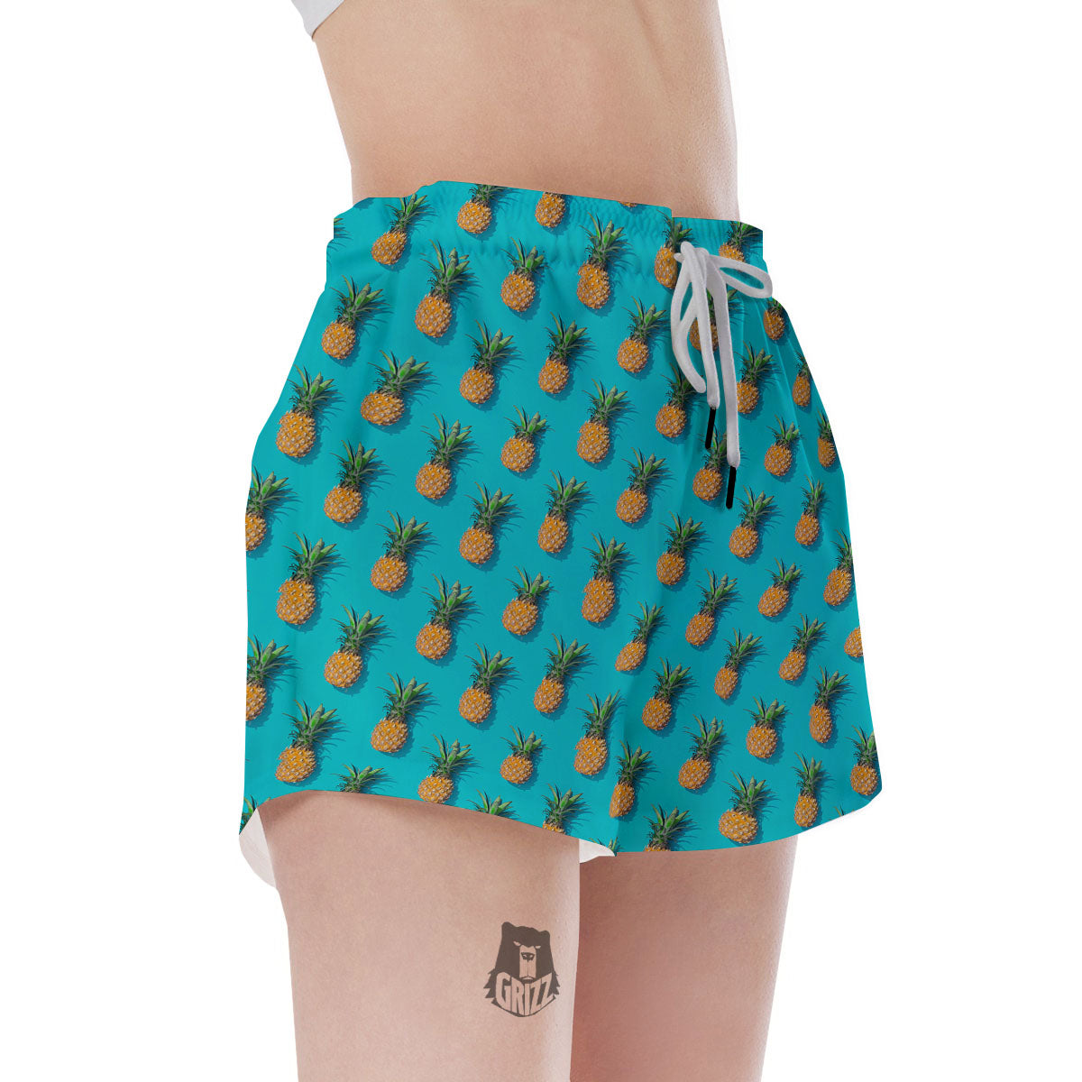 Pineapple Blue Print Pattern Women's Shorts-grizzshop