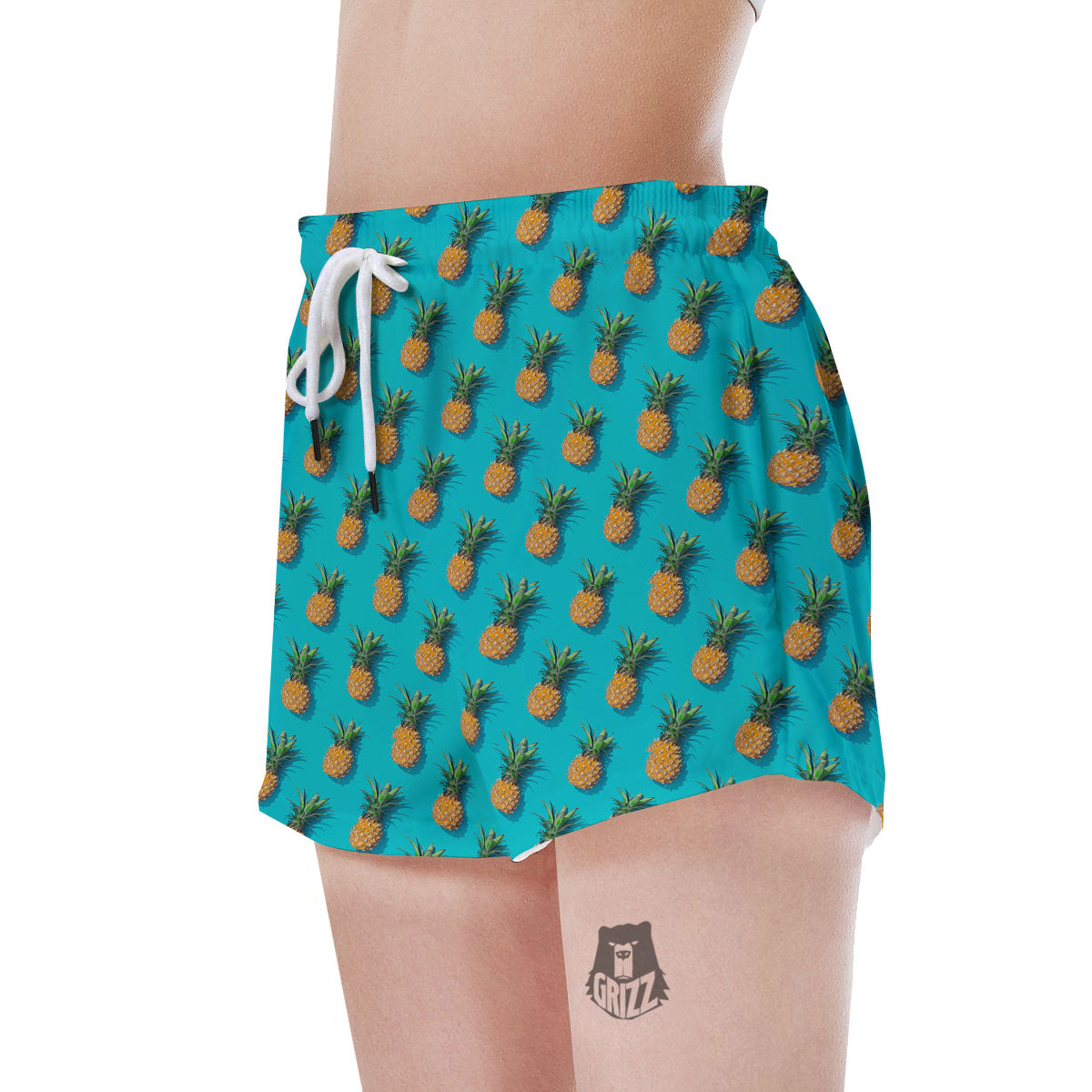 Pineapple Blue Print Pattern Women's Shorts-grizzshop
