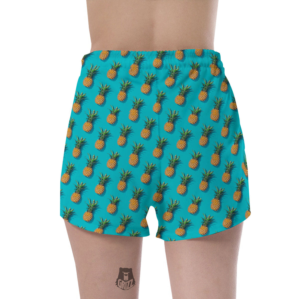 Pineapple Blue Print Pattern Women's Shorts-grizzshop