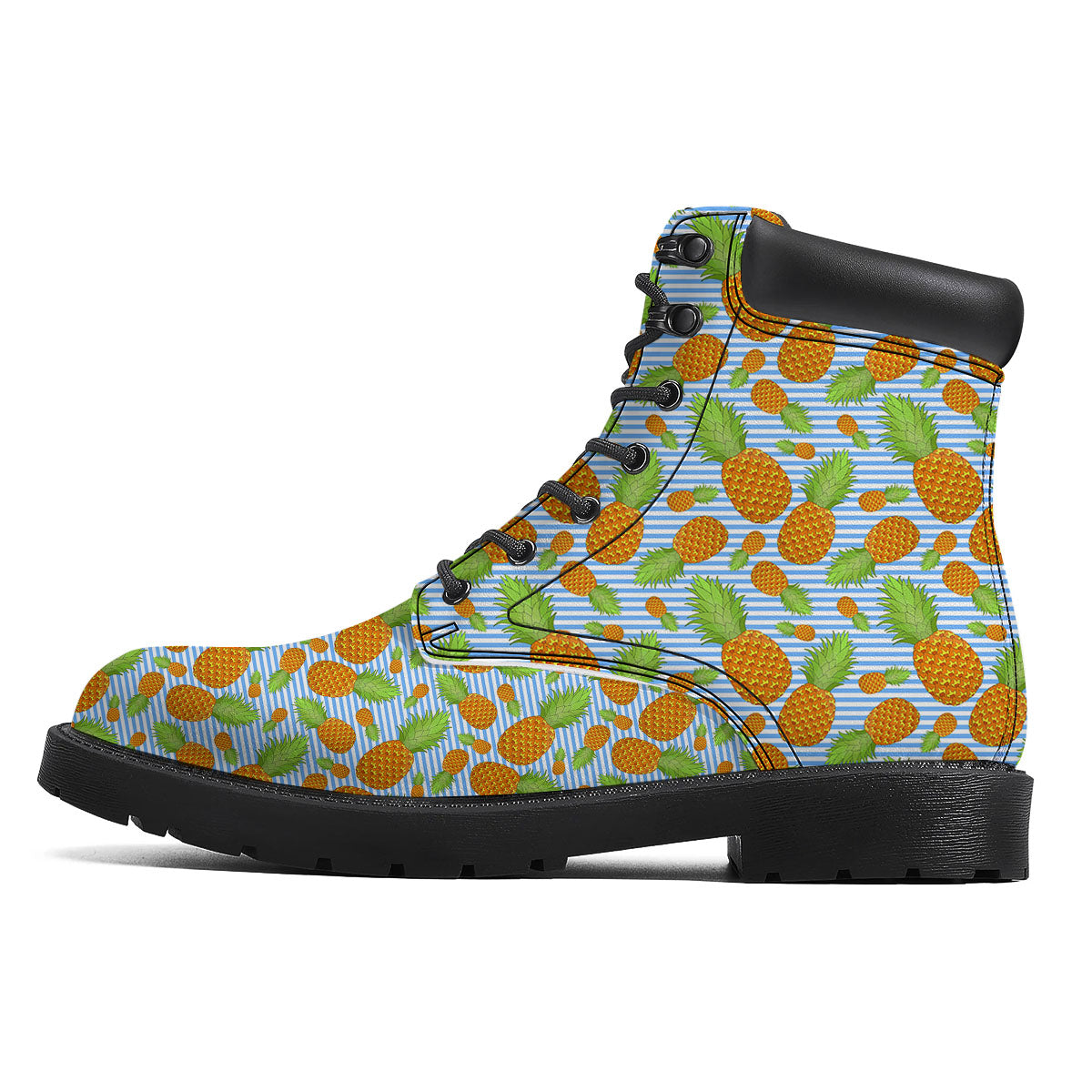 Pineapple Blue Striped Print Pattern Boots-grizzshop