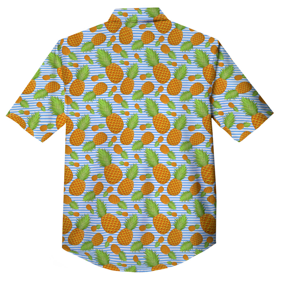 Pineapple Blue Striped Print Pattern Button Up Shirt-grizzshop