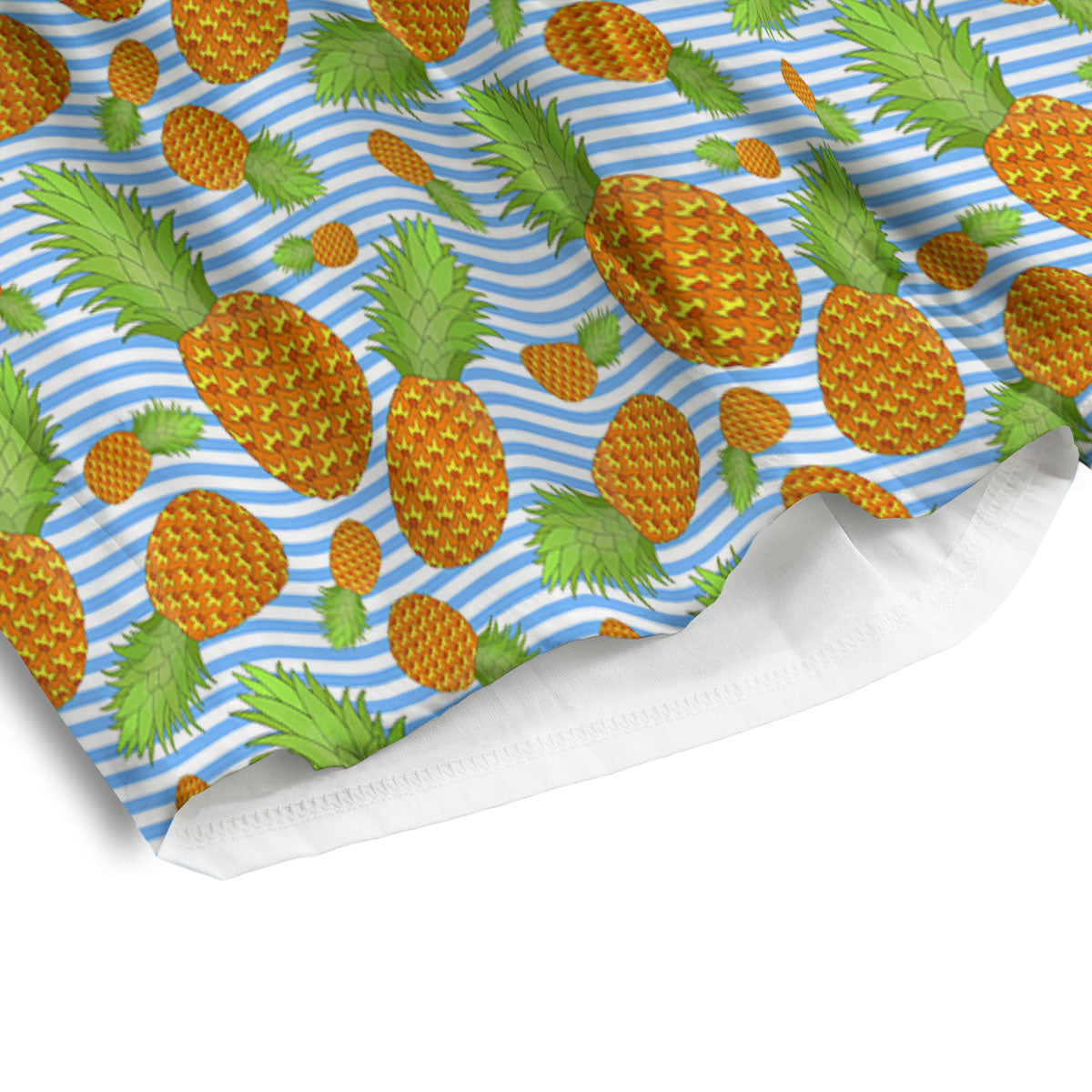 Pineapple Blue Striped Print Pattern Men's Athletic Shorts