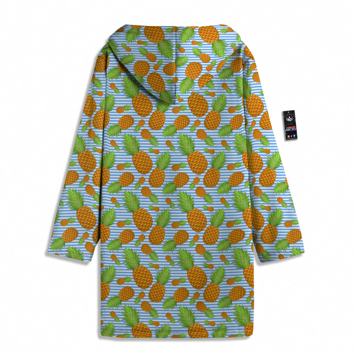Pineapple Blue Striped Print Pattern Men's Windbreaker Jacket-grizzshop