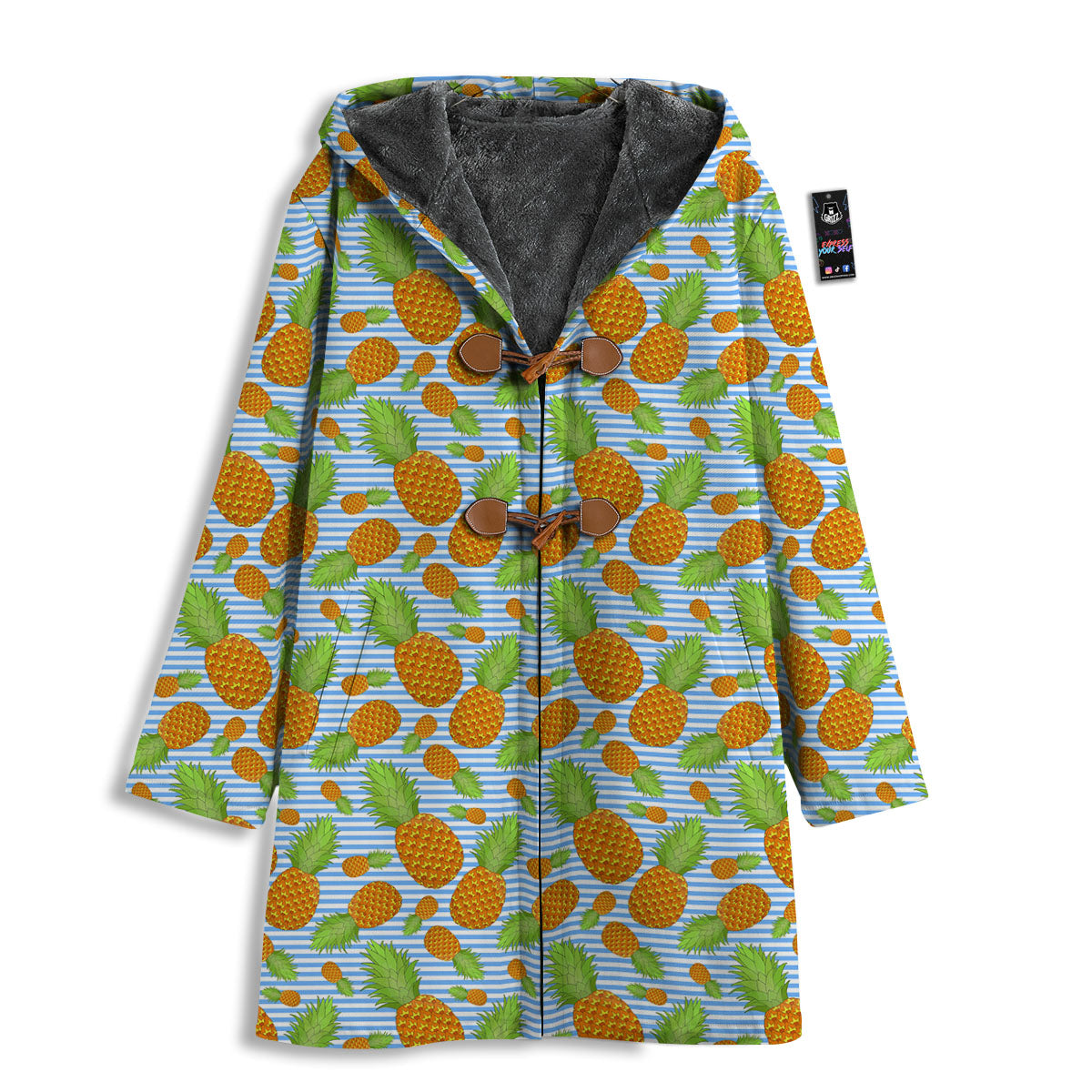 Pineapple Blue Striped Print Pattern Men's Windbreaker Jacket-grizzshop