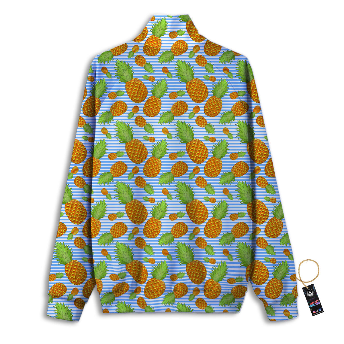 Pineapple Blue Striped Print Pattern Track Jacket-grizzshop