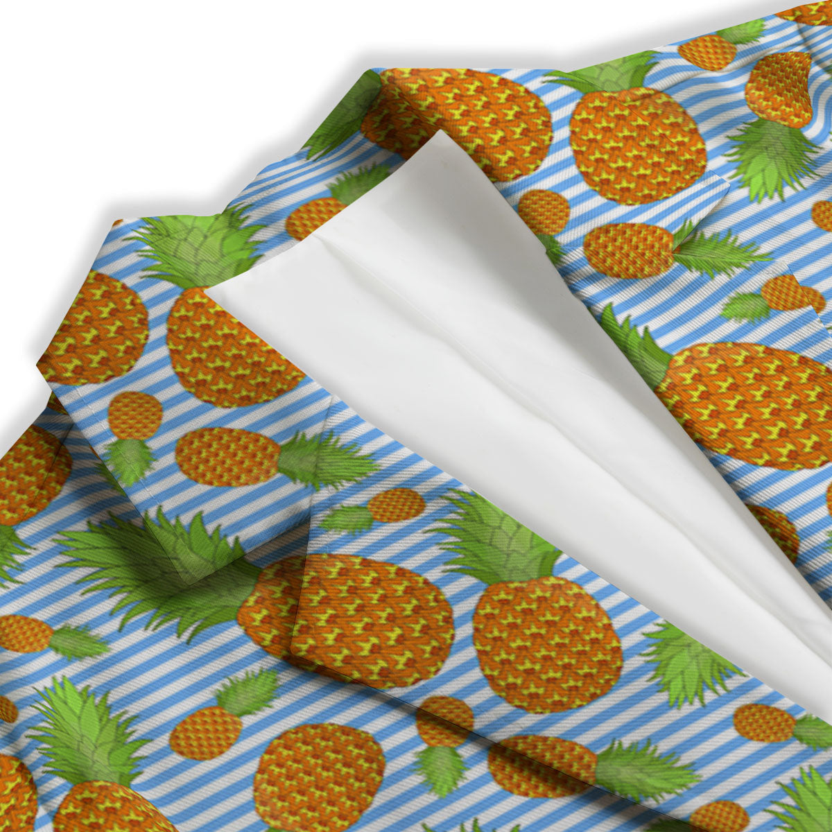 Pineapple Blue Striped Print Pattern Women's Blazer-grizzshop