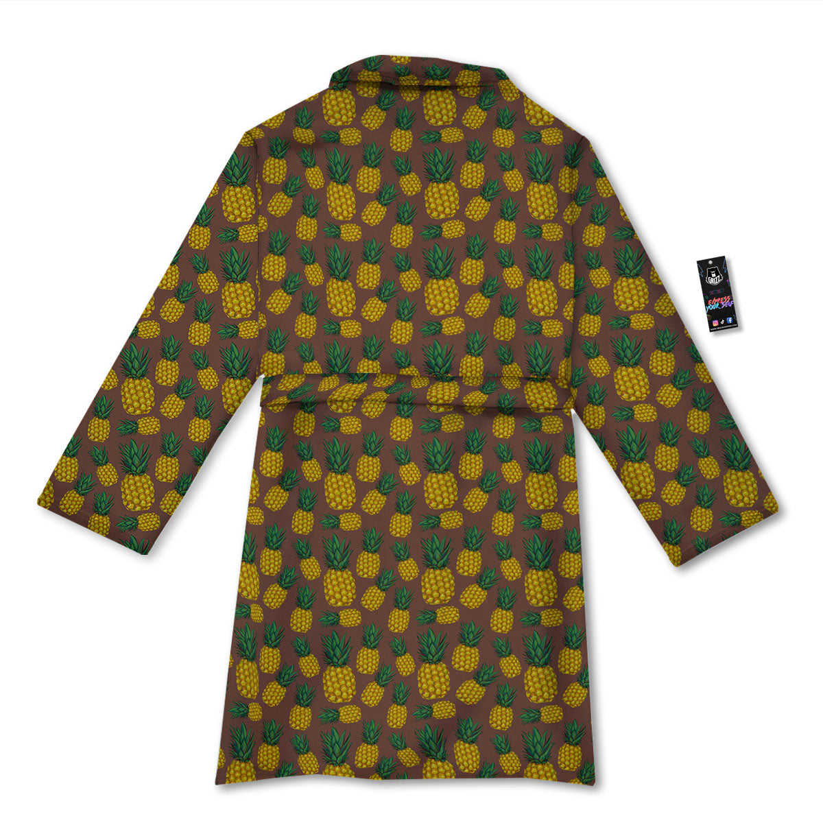 Pineapple Brown Print Pattern Bathrobe-grizzshop