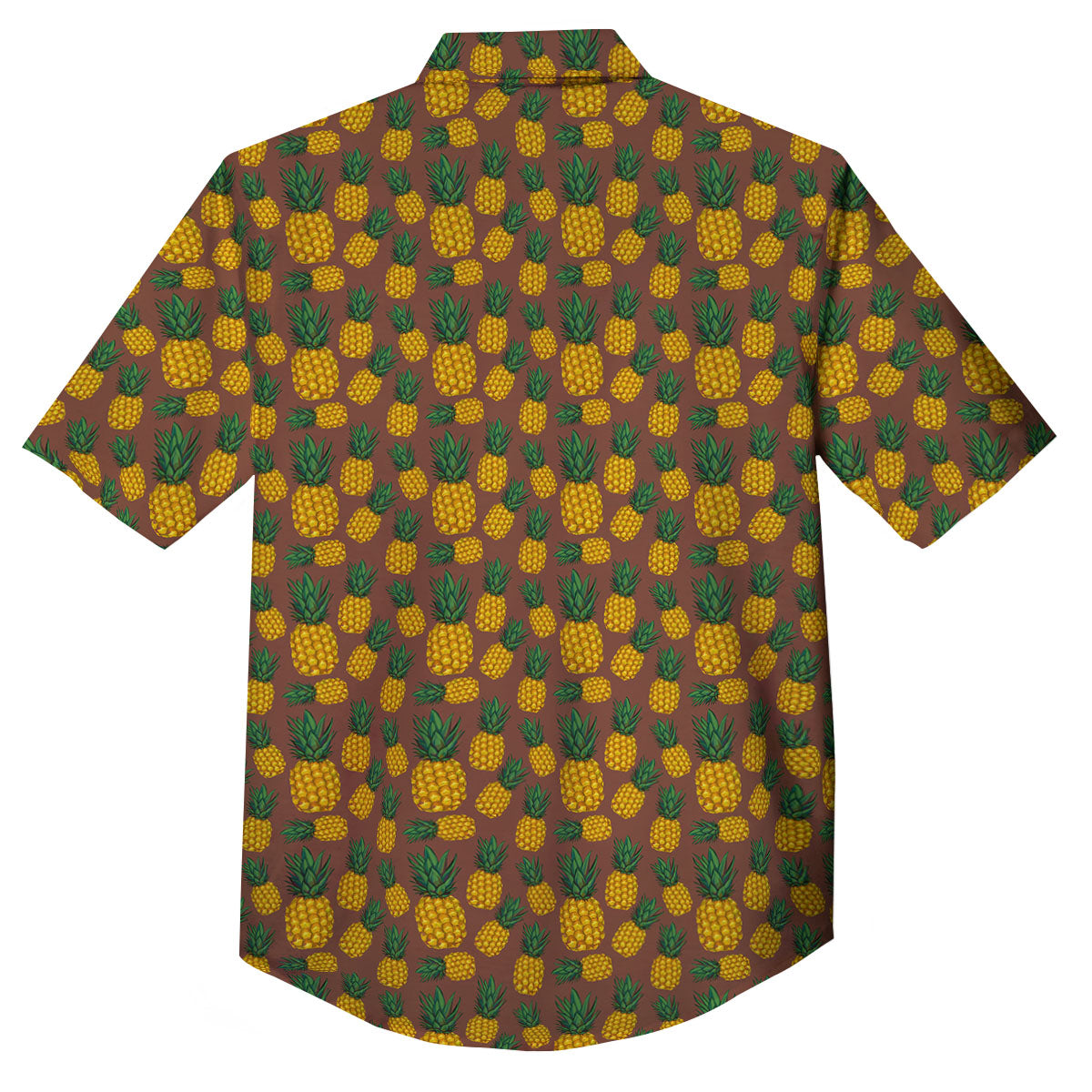 Pineapple Brown Print Pattern Button Up Shirt-grizzshop