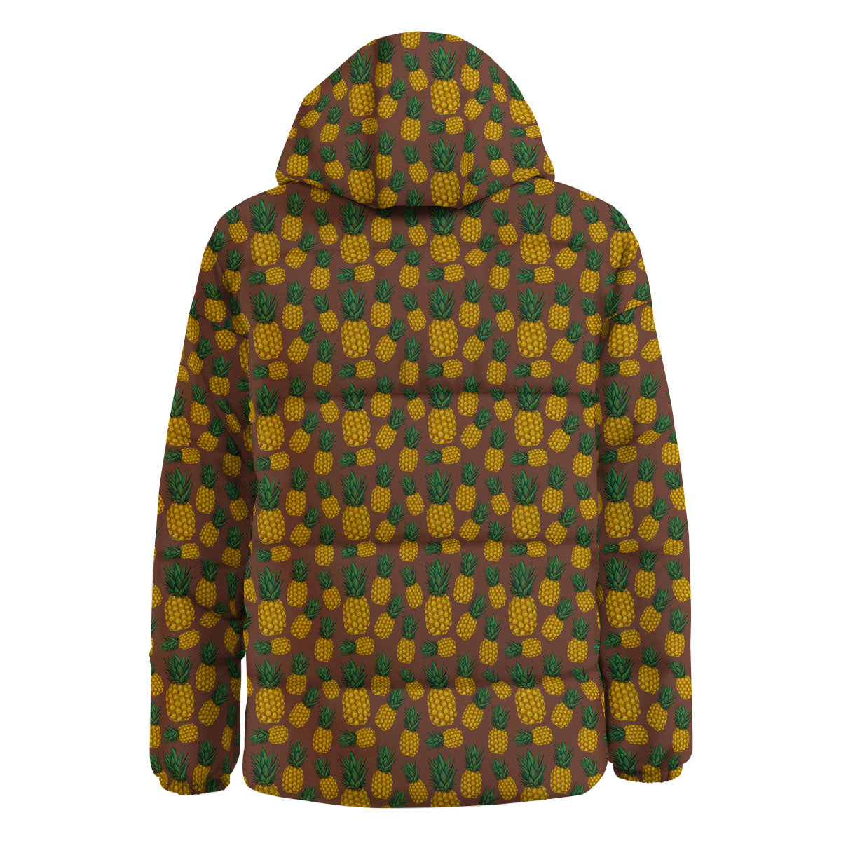 Pineapple Brown Print Pattern Down Jacket-grizzshop