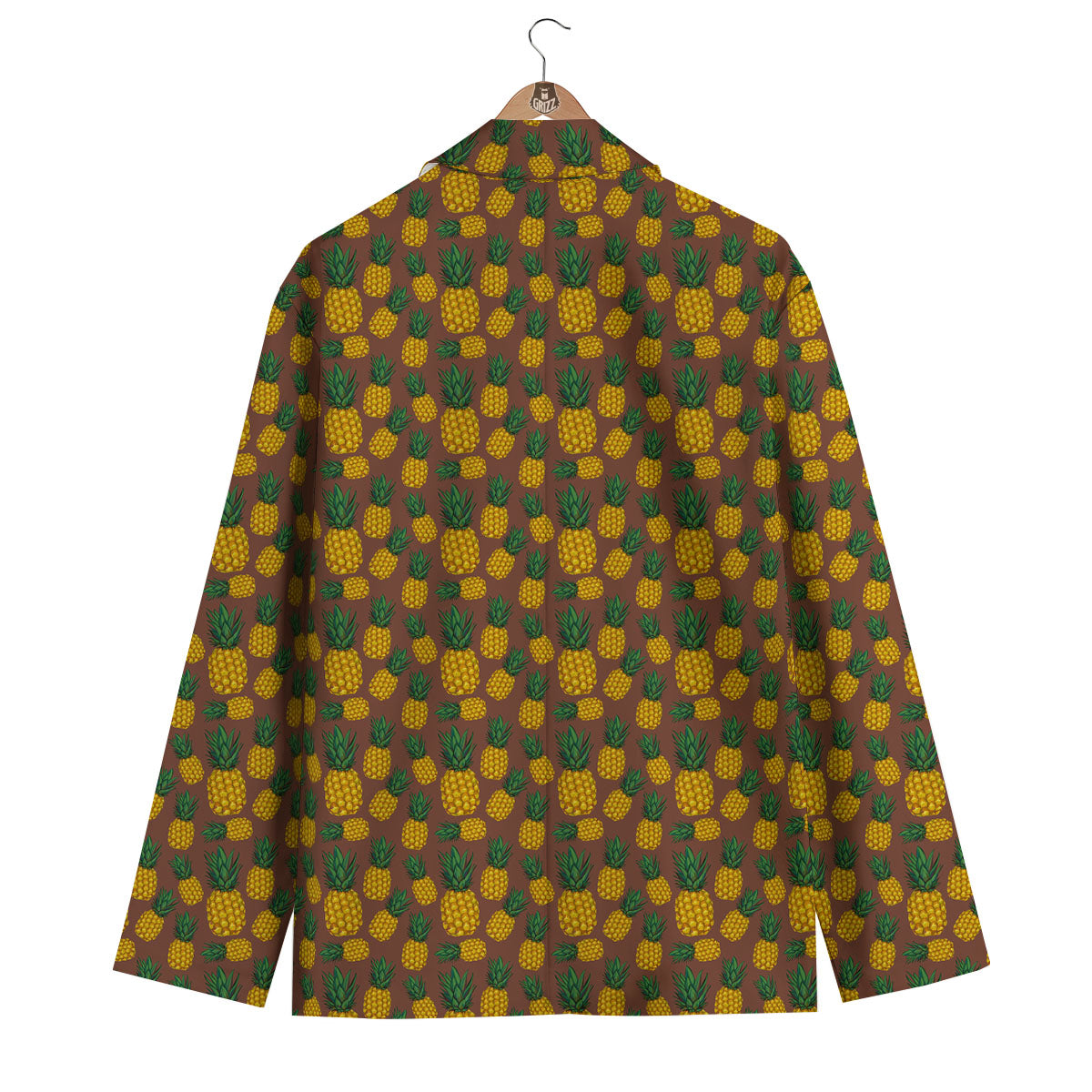 Pineapple Brown Print Pattern Men's Blazer-grizzshop