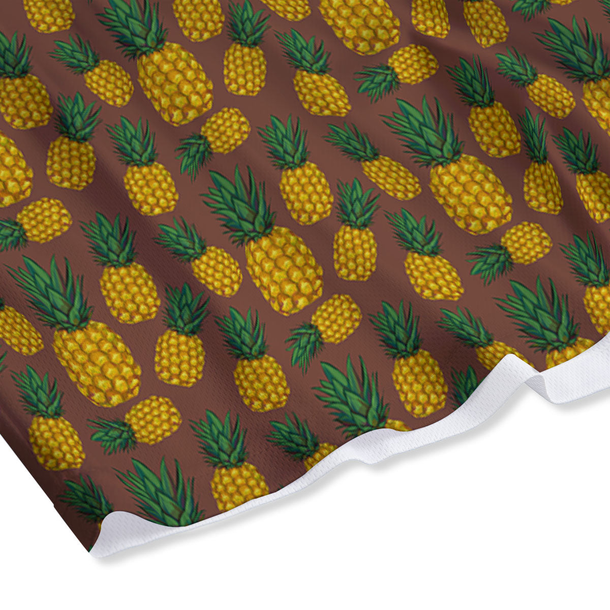 Pineapple Brown Print Pattern Mesh Shorts-grizzshop