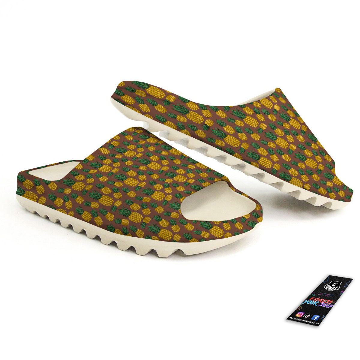 Pineapple Brown Print Pattern Sandals-grizzshop