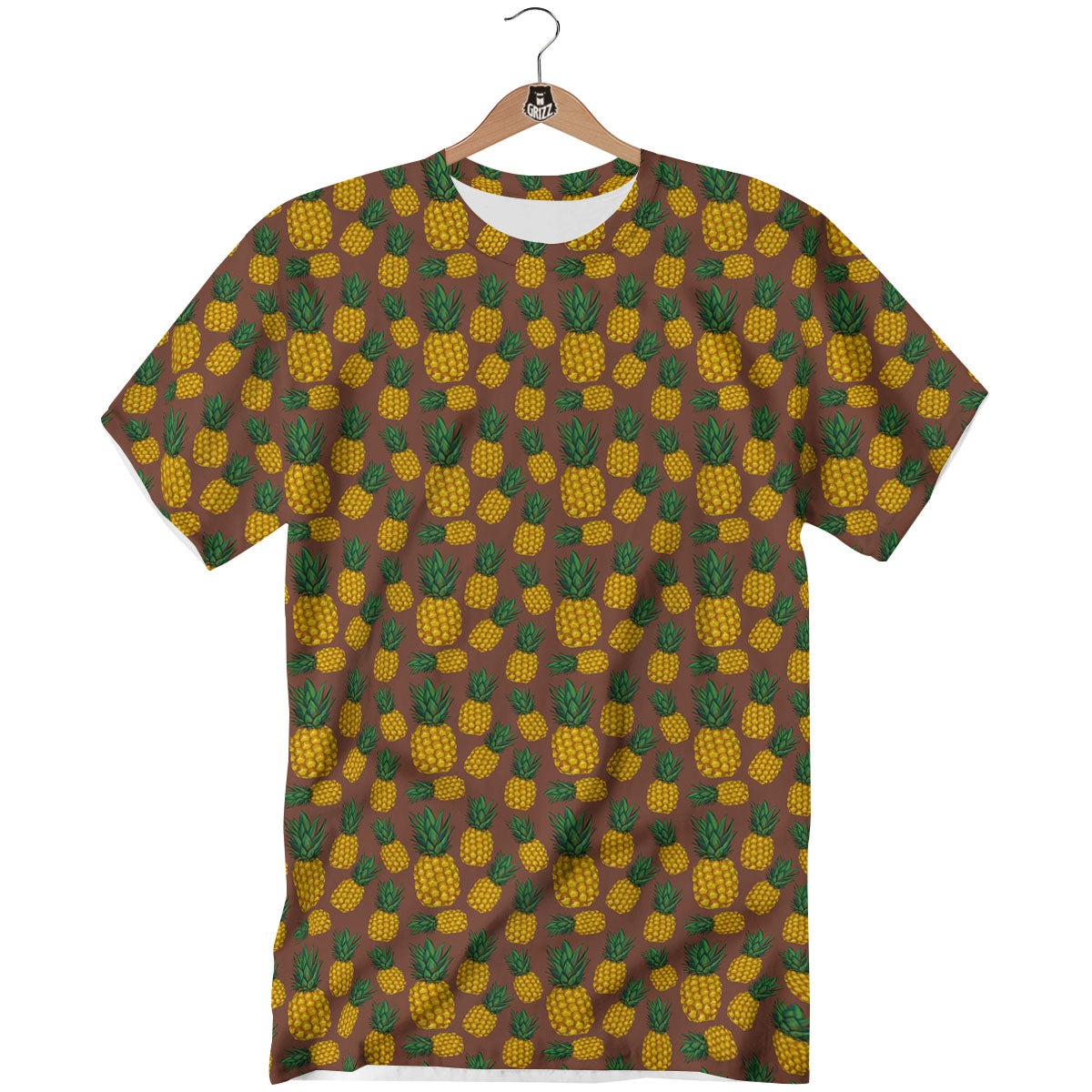 Pineapple Brown Print Pattern T-Shirt-grizzshop