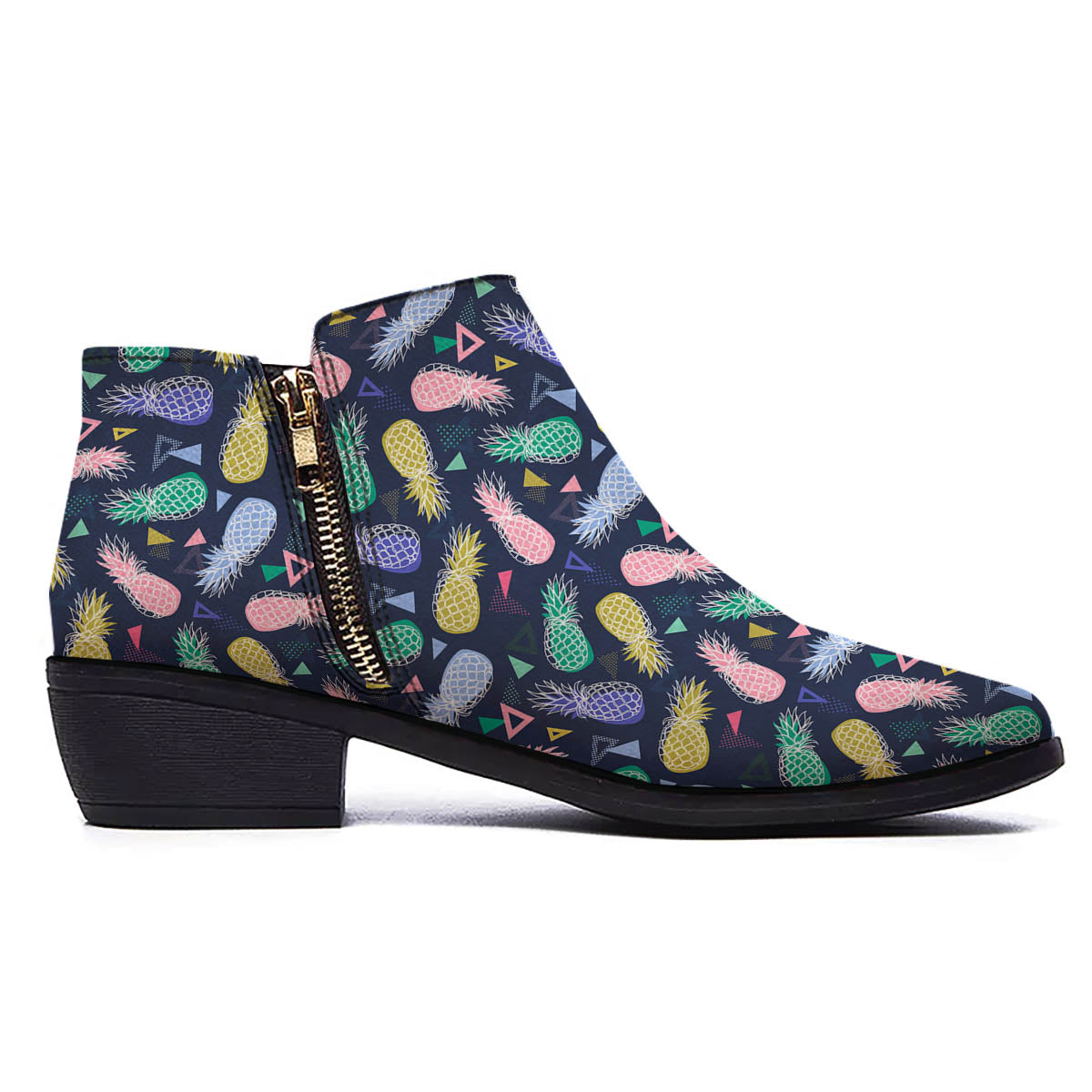 Pineapple Colorful Print Pattern Ankle Boots-grizzshop