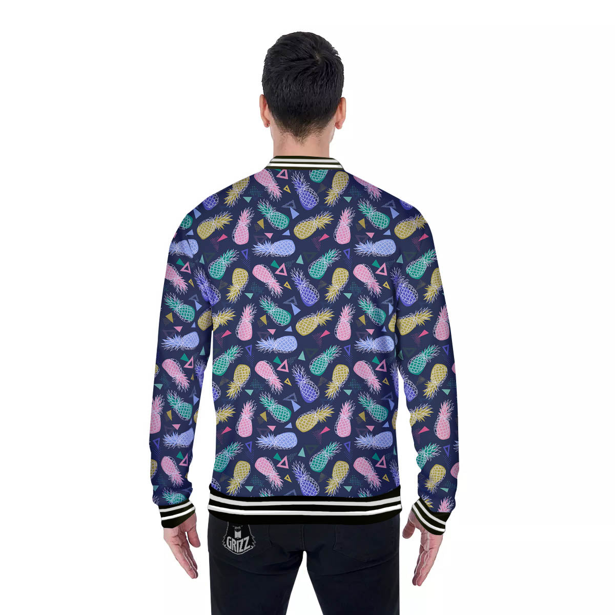Pineapple Colorful Print Pattern Baseball Jacket-grizzshop