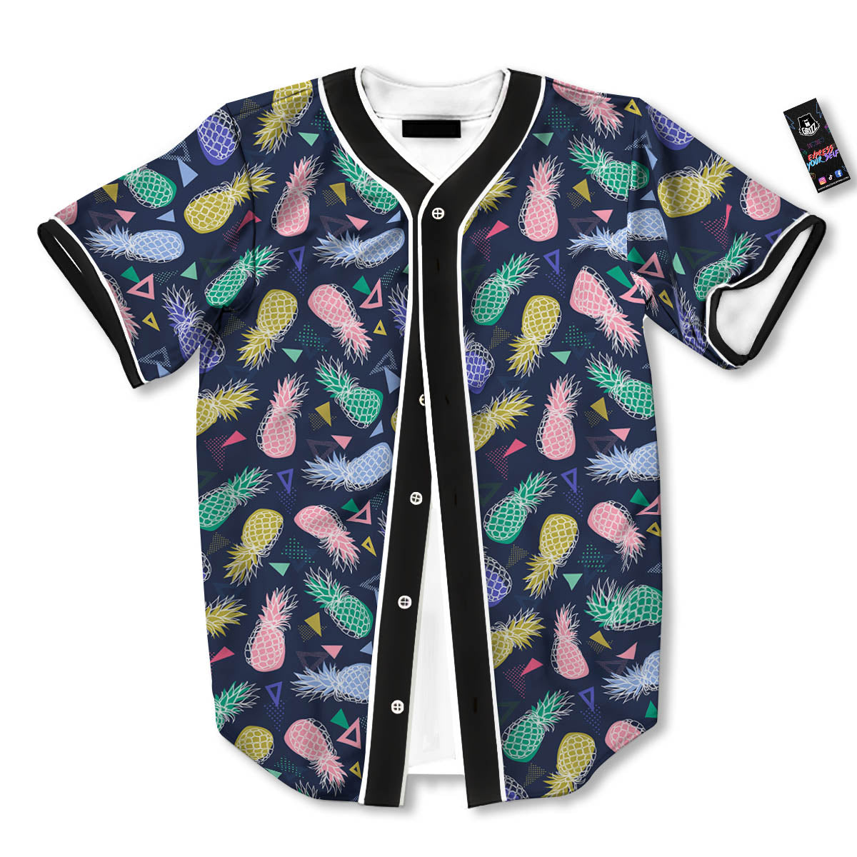 Pineapple Colorful Print Pattern Baseball Jersey-grizzshop