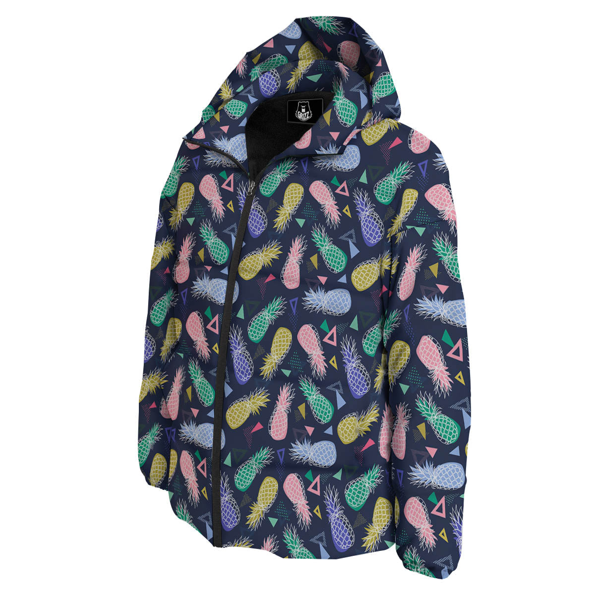 Pineapple Colorful Print Pattern Down Jacket-grizzshop