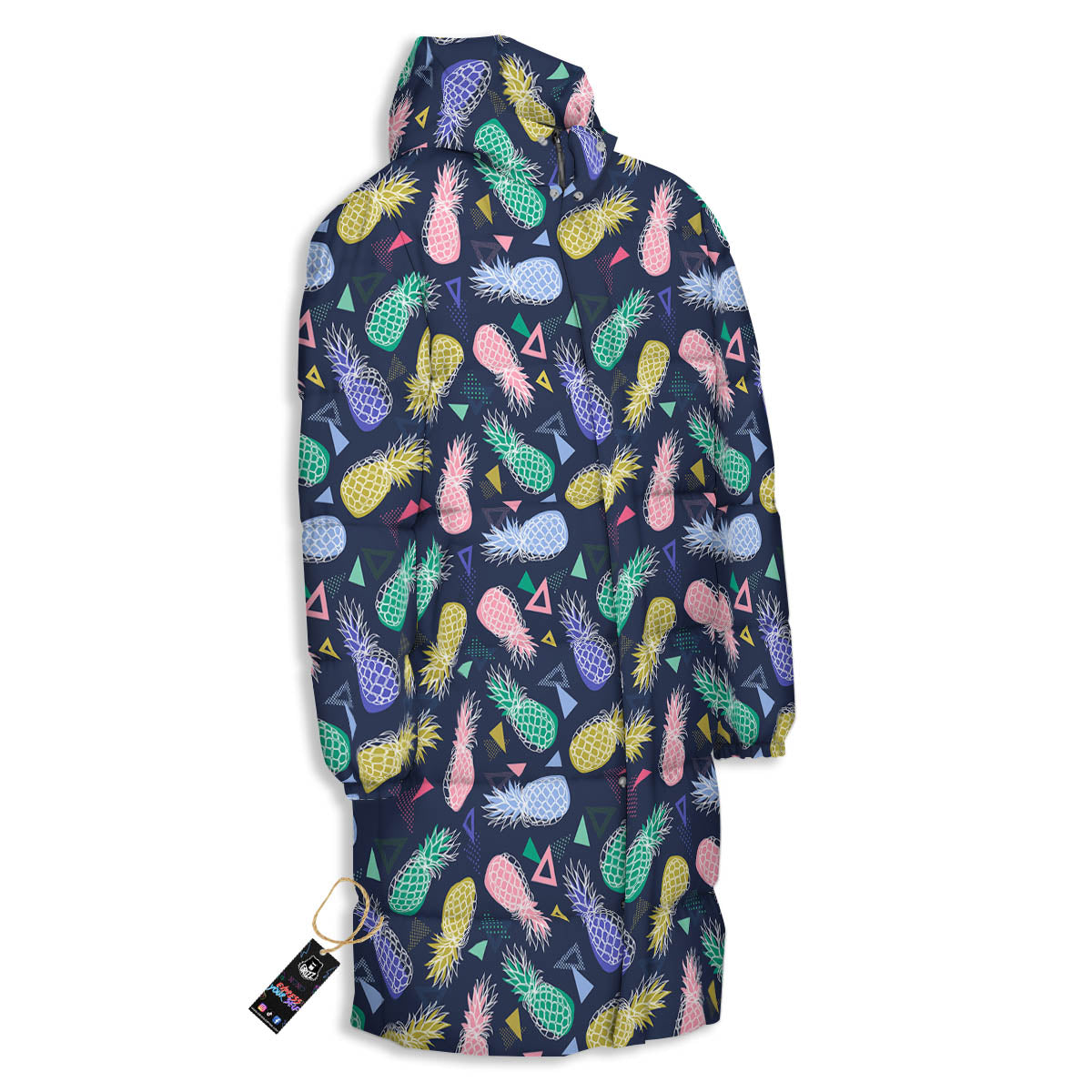 Pineapple Colorful Print Pattern Long Down Jacket-grizzshop