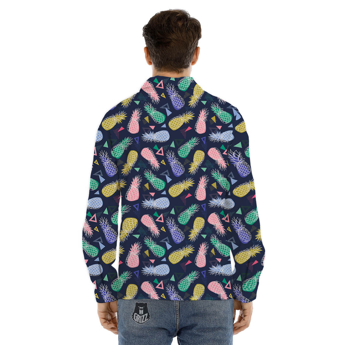 Pineapple Colorful Print Pattern Men's Dress Shirts-grizzshop