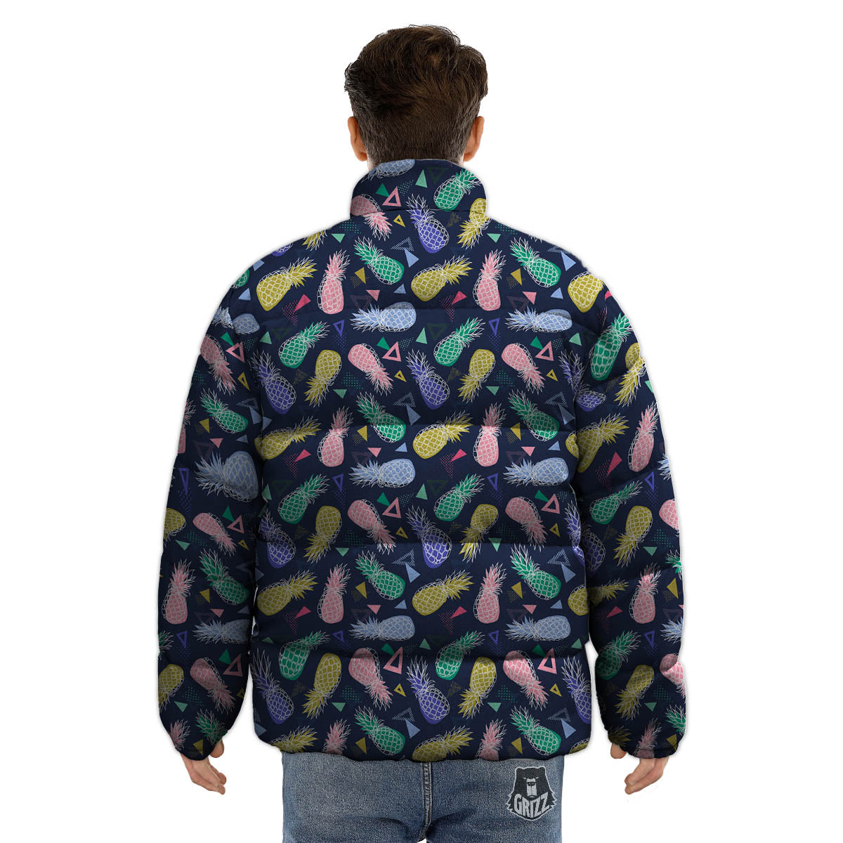 Pineapple Colorful Print Pattern Puffer Jacket-grizzshop