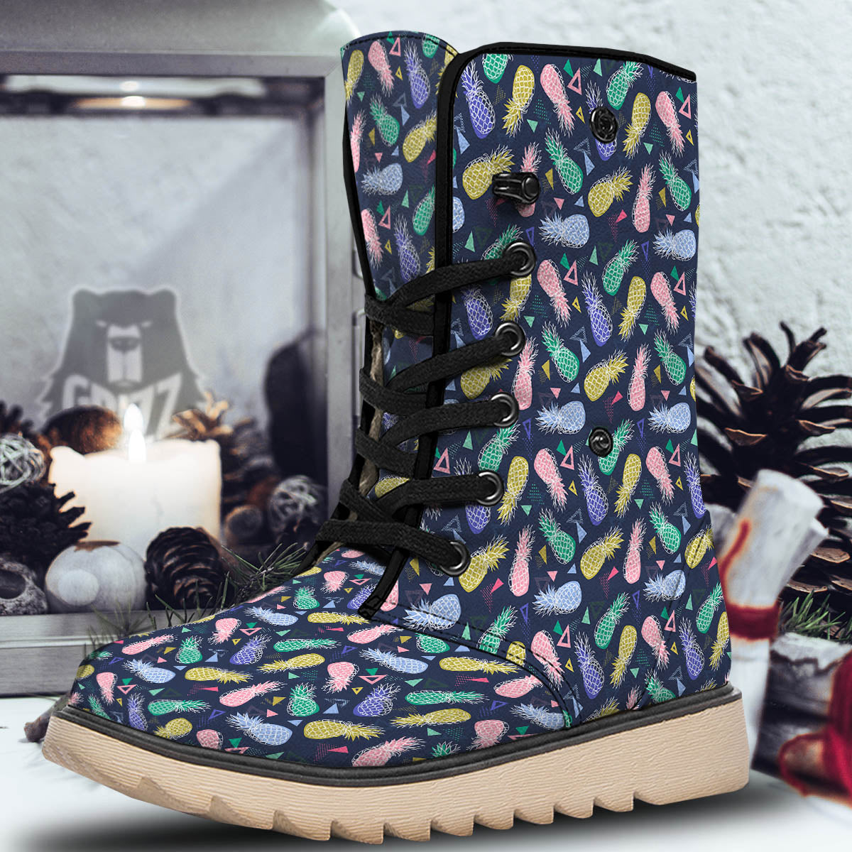Pineapple Colorful Print Pattern Snow Boots-grizzshop