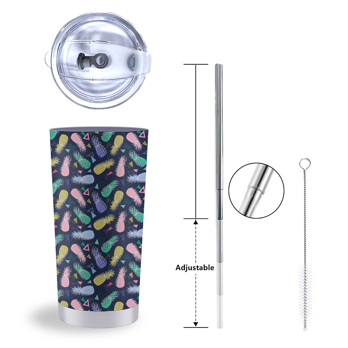 Pineapple Colorful Print Pattern Tumbler-grizzshop