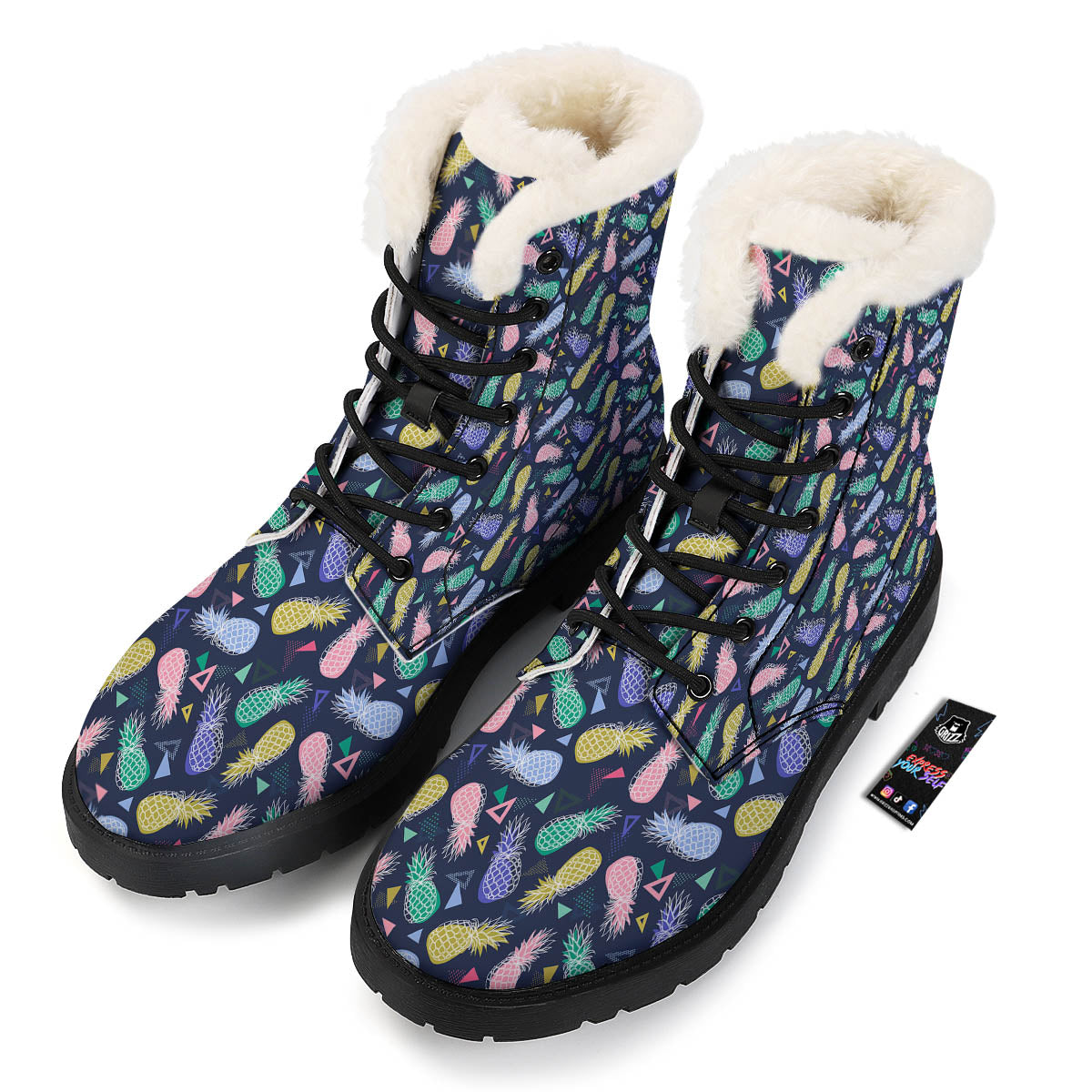 Pineapple Colorful Print Pattern Winter Boots-grizzshop