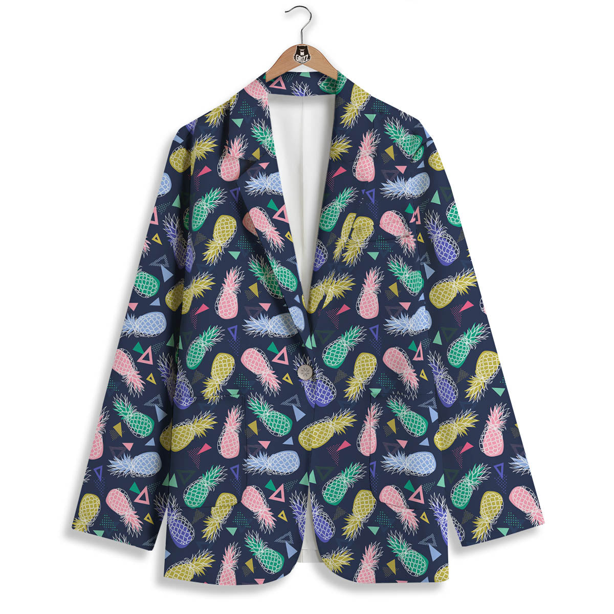 Pineapple Colorful Print Pattern Women's Blazer-grizzshop