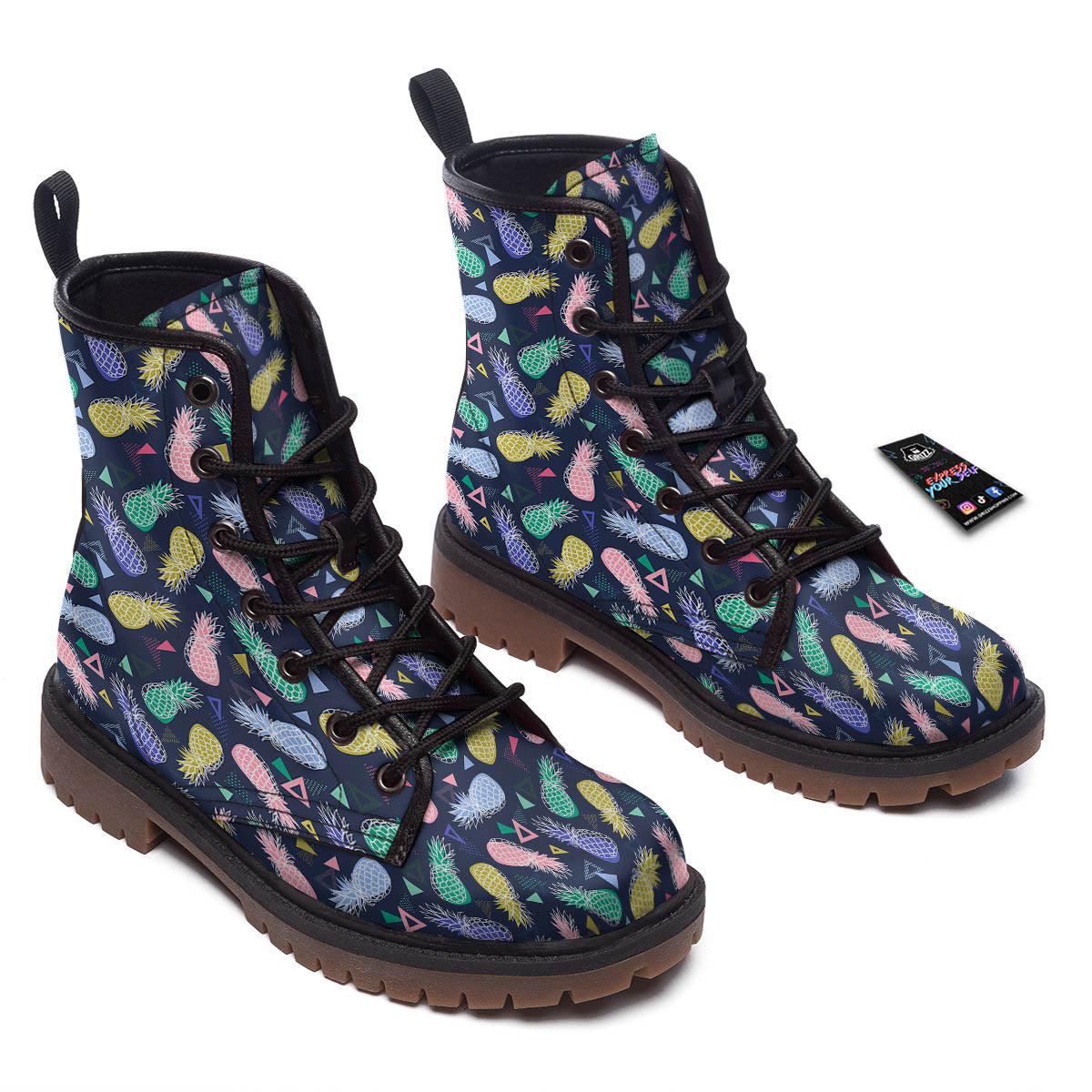 Pineapple Colorful Print Pattern Work Boots-grizzshop