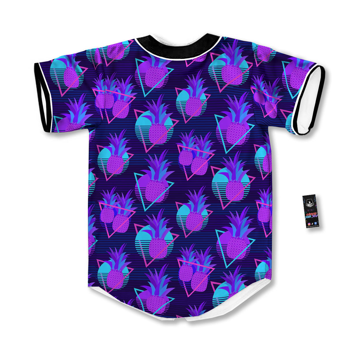 Pineapple EDM Purple Print Pattern Baseball Jersey-grizzshop