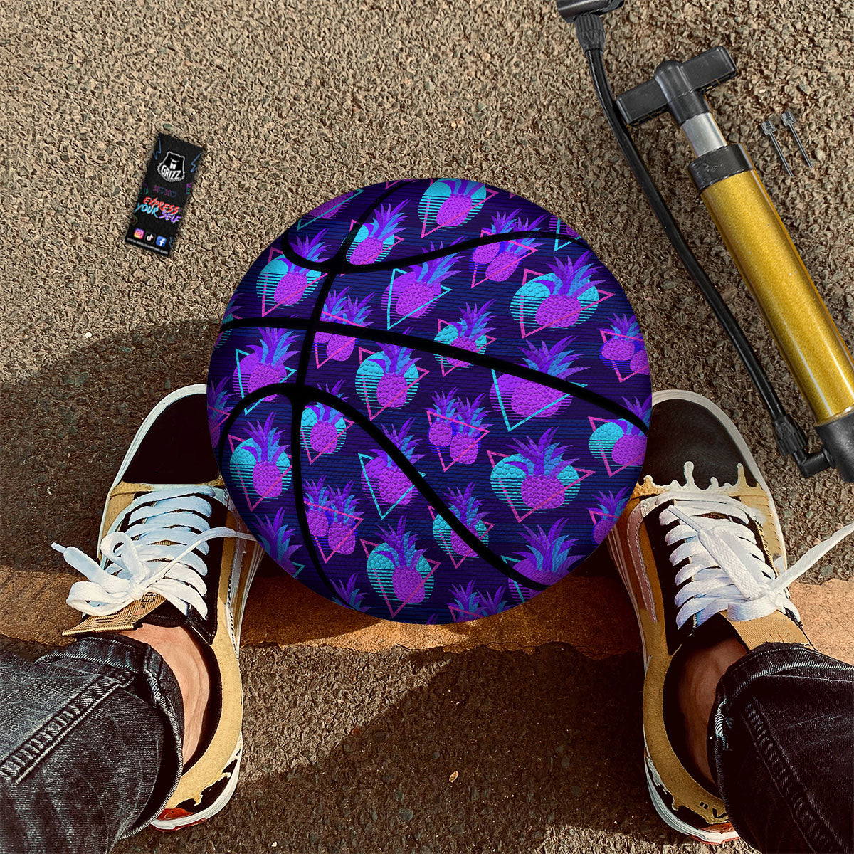 Pineapple EDM Purple Print Pattern Basketball-grizzshop