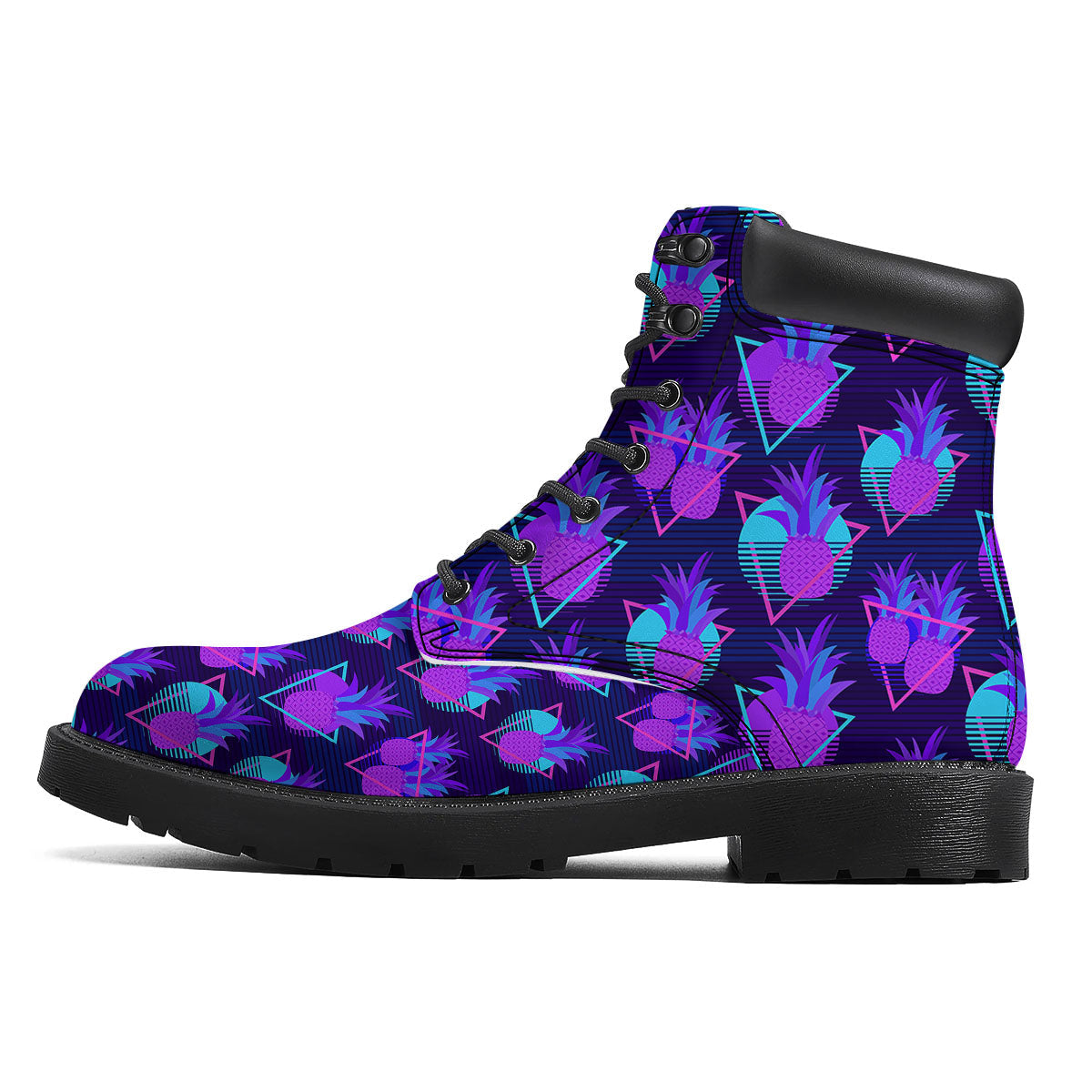 Pineapple EDM Purple Print Pattern Boots-grizzshop