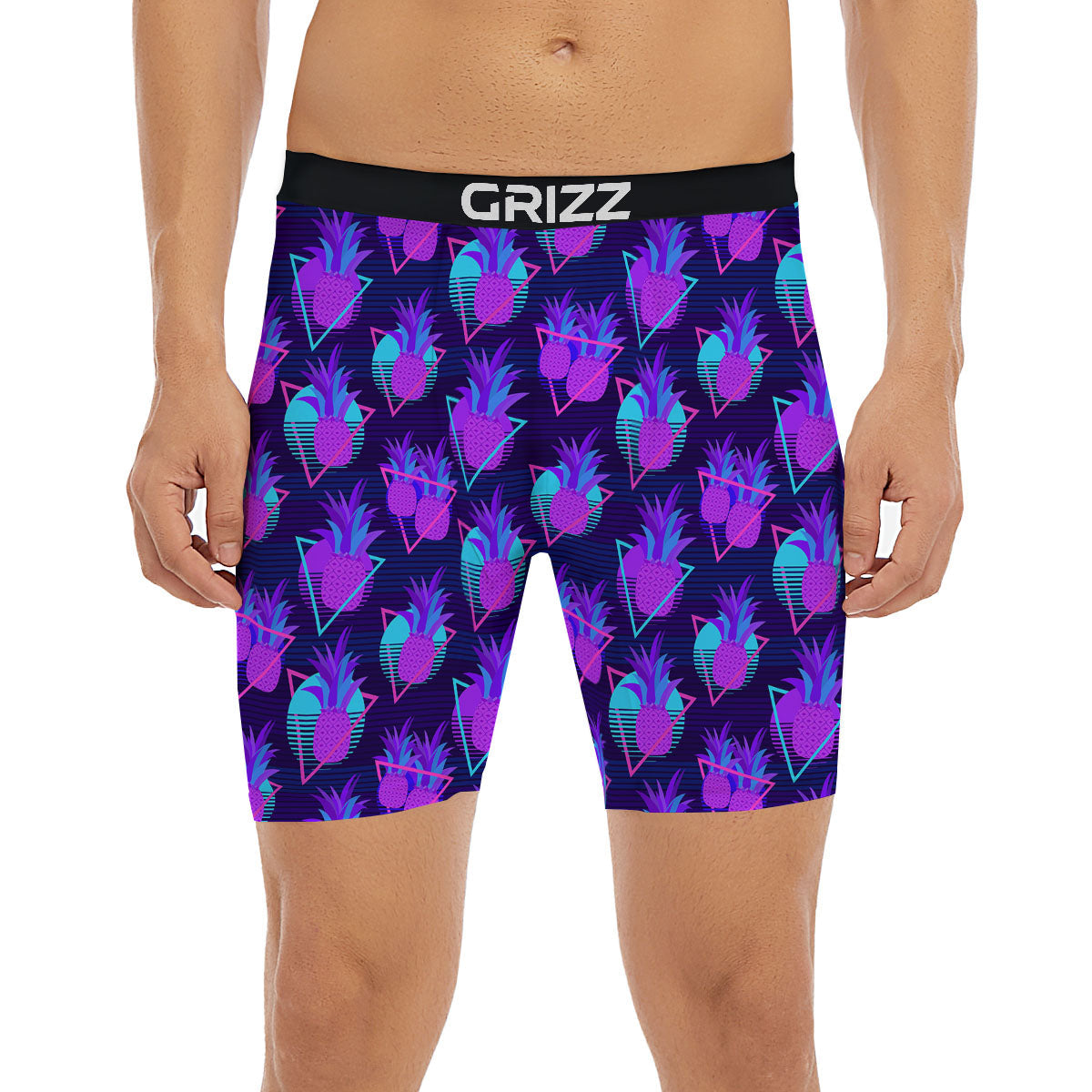 Pineapple EDM Purple Print Pattern Boxer Briefs-grizzshop