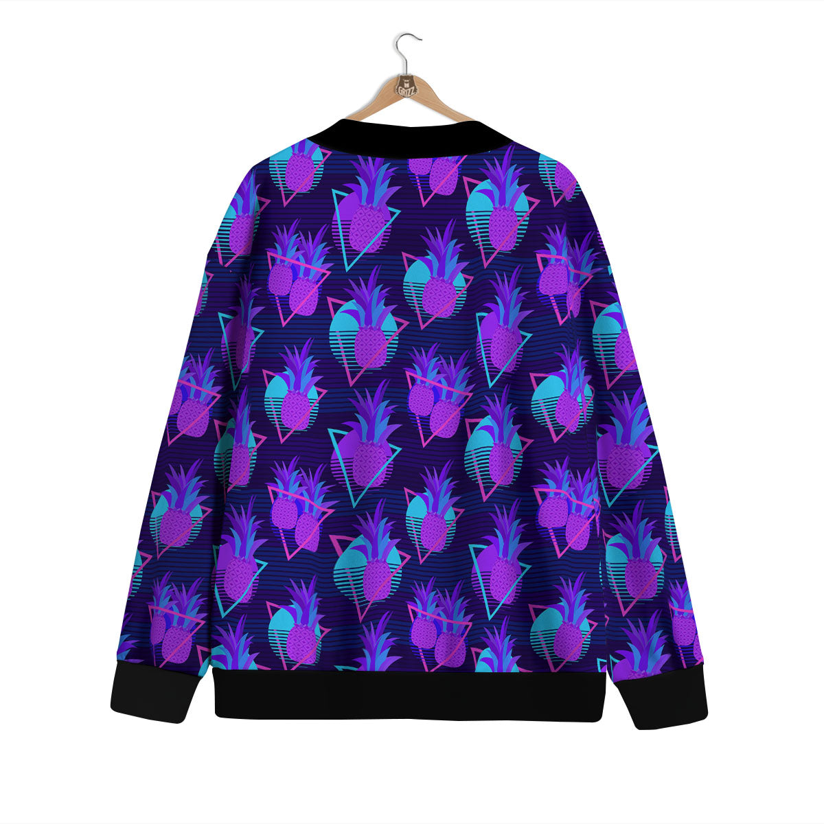 Pineapple EDM Purple Print Pattern Cardigan-grizzshop