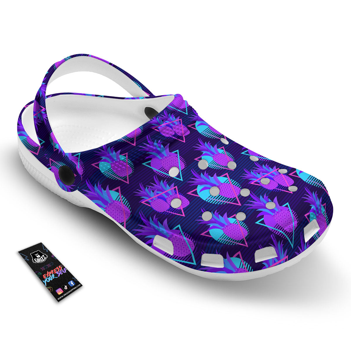 Pineapple EDM Purple Print Pattern Clog-grizzshop