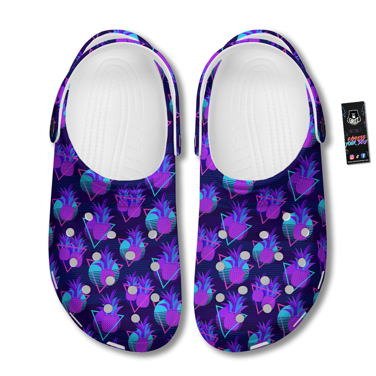 Pineapple EDM Purple Print Pattern Clog-grizzshop
