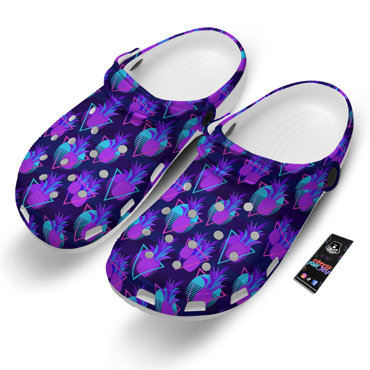 Pineapple EDM Purple Print Pattern Clog-grizzshop