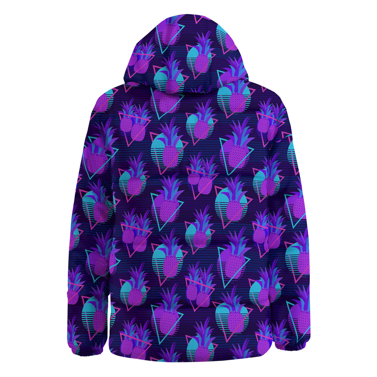 Pineapple EDM Purple Print Pattern Down Jacket-grizzshop