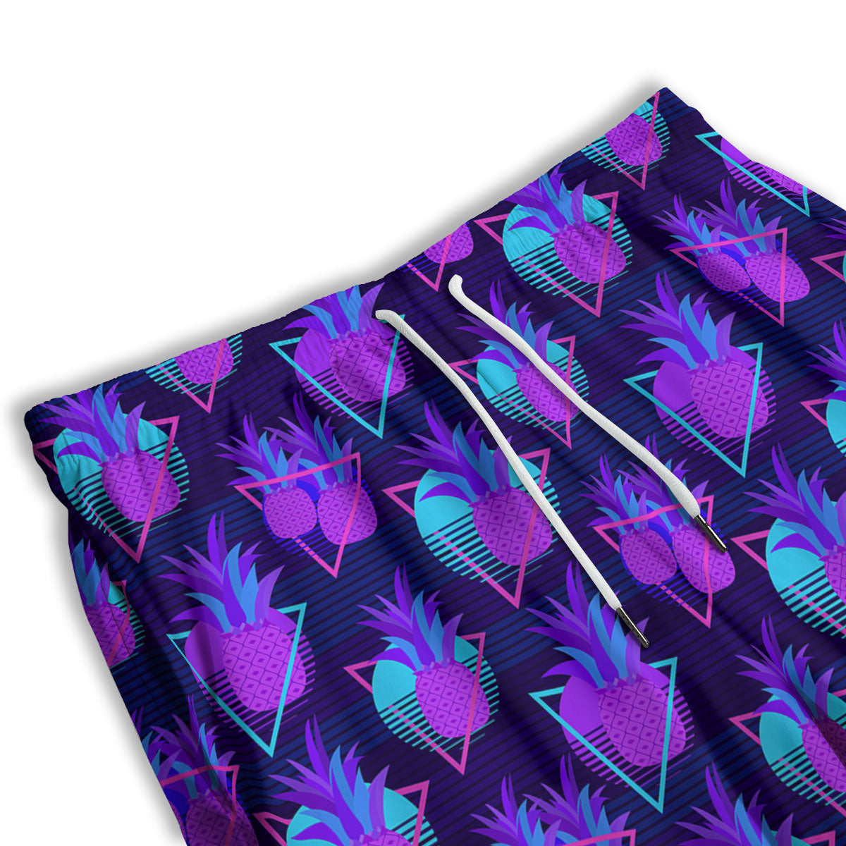 Pineapple EDM Purple Print Pattern Men's Athletic Shorts