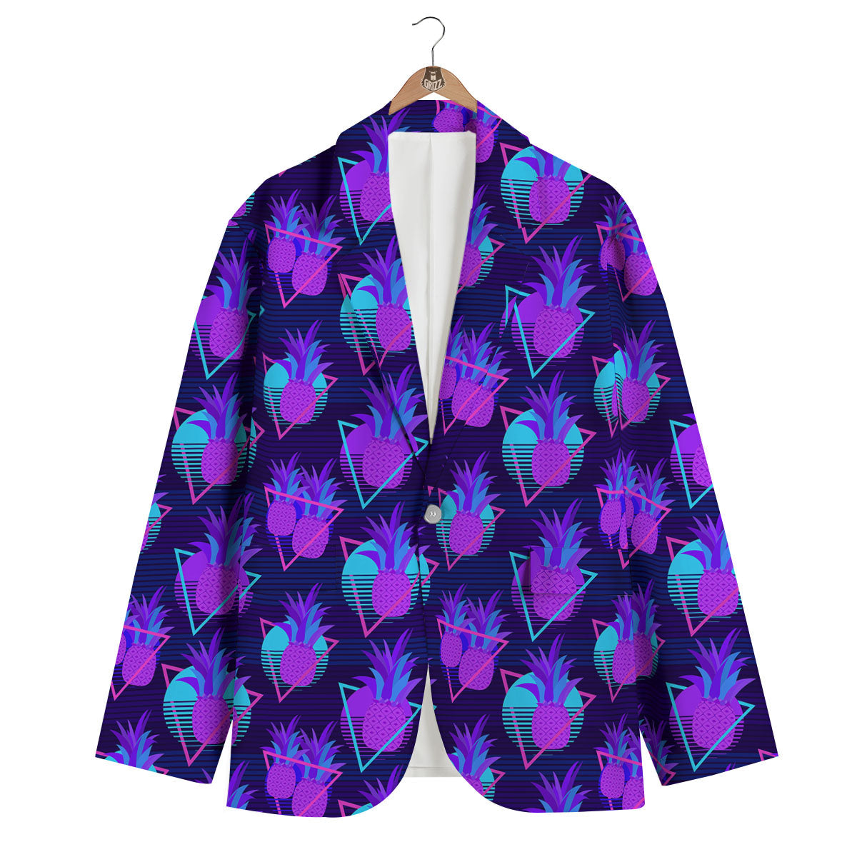 Pineapple EDM Purple Print Pattern Men's Blazer-grizzshop