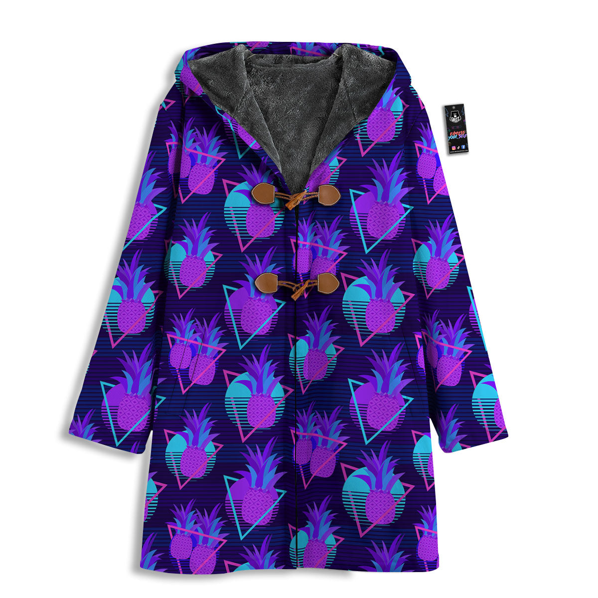 Pineapple EDM Purple Print Pattern Men's Windbreaker Jacket-grizzshop