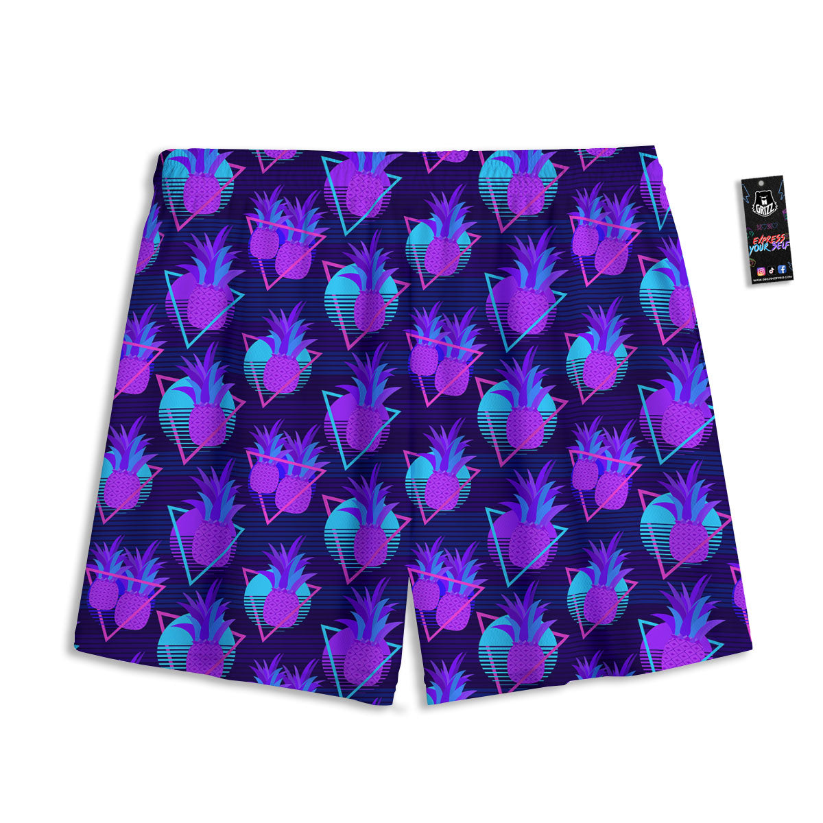 Pineapple EDM Purple Print Pattern Mesh Shorts